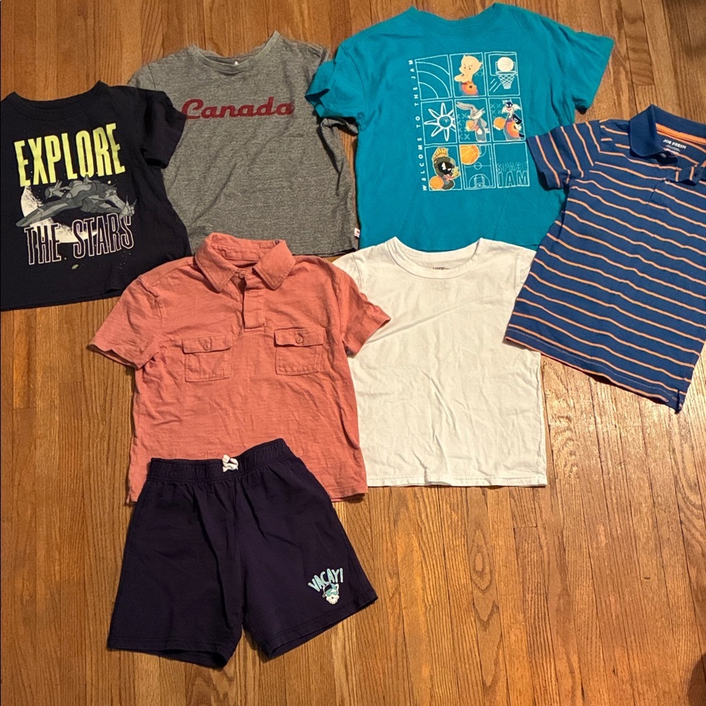 Assorted Kids Tees and Polos and Shorts.